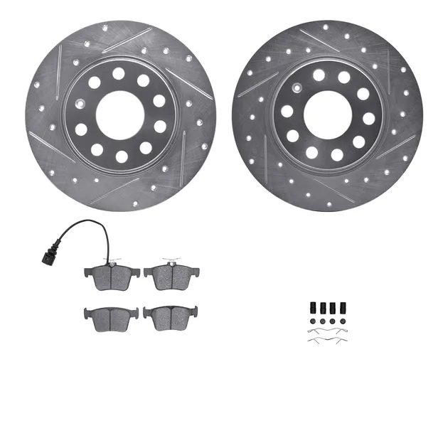 R1 Concepts WGTH1-74040 Brake Rotors - D/S - Silver W/ Euro Ceramic Pads & Hdw